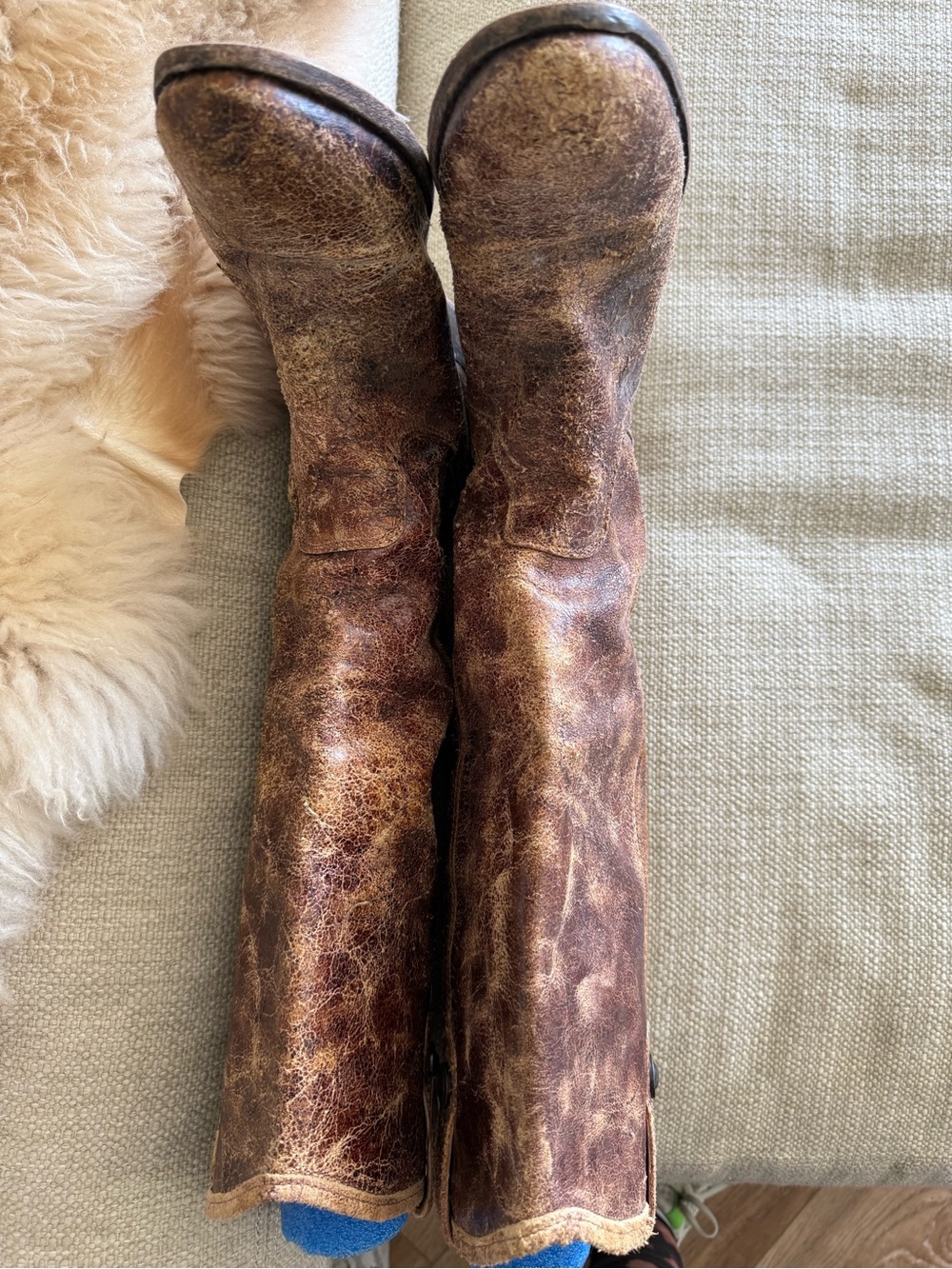 Frye Distressed Brown Leather Boots - Picture 2 of 8